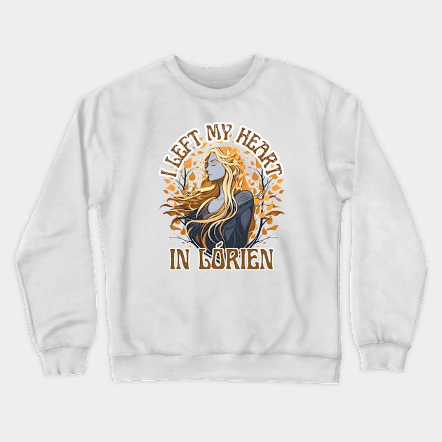 I Left My Heart in Lórien - Golden Leaves - Fantasy Crewneck Sweatshirt by Fenay-Designs